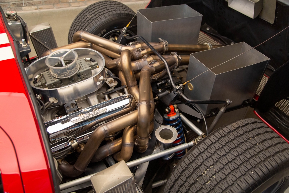 Engine of the 1966 Ford GT40 MKII for sale at Throttlestop in Elkhart Lake, Wisconsin