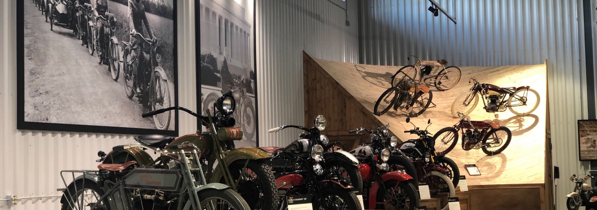 Throttlestop Museum expanded interior of vintage motorcycles and board track
